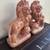 Pair of Vintage Pink Marble Lion Statues/Bookends, Heavy 3 thumbnail