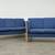 Danish Sofa and Loveseat w Wood Frame and Blue Seat Cushions 1 thumbnail