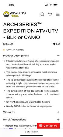 ATV TEK storage rear bag BRAND NEW in box - $9062970102112899123