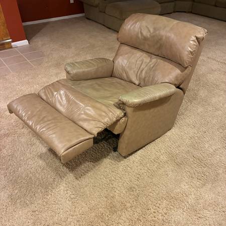 Tan Faux Leather Manual Recliner