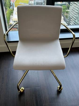 Small Modern Office Swivel Chair with Brass Frame (Cream Color) 1