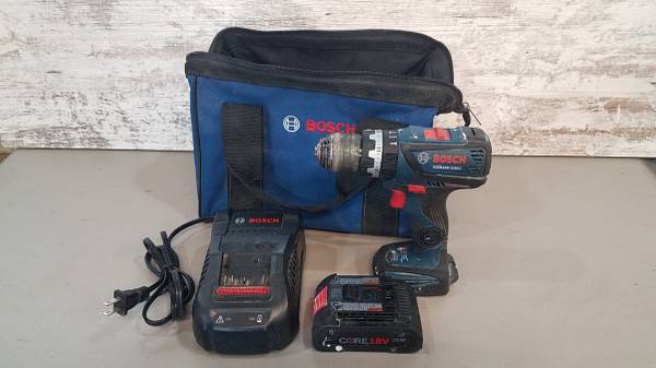 Bosch Cordless 18v Hammer Drill Driver, Core 4ah Battery, Charger, Bag 1