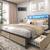 New Queen Bed Base with Charging Station and LED Lights, Metal Bed Frame with 4  2 thumbnail