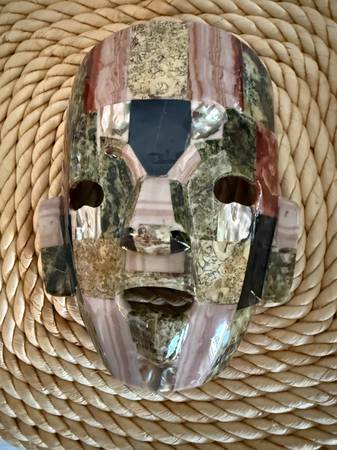 Handmade Mayan/Aztec Mask Folk Art Semiprecious Stone & Onyx 1