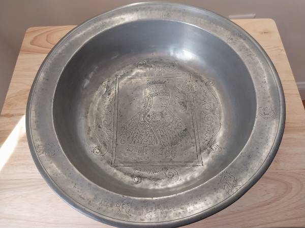 Antique Continental Pewter Basin Bowl 1