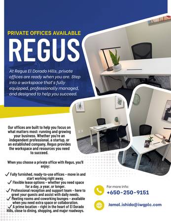 $350 ✨ Find Focus and Flexibility at Regus El Dorado Hills ✨ (El Dorado Hills)63790862121091120