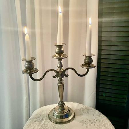 Vintage Candelabra 3 Arm Silver Plate 14”H 13”W 1
