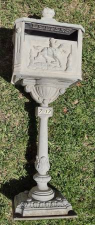 Vintage Antique Cast Iron and Brass Mailbox 1