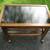 Table Fabulous Small Rolling Walnut Cart Table on Hooded Metal Casters 2 thumbnail