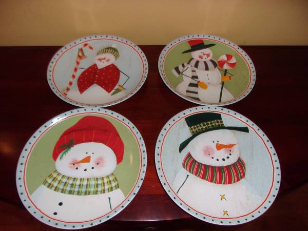 New Oneida Snowman Dessert/Salad Plates 1