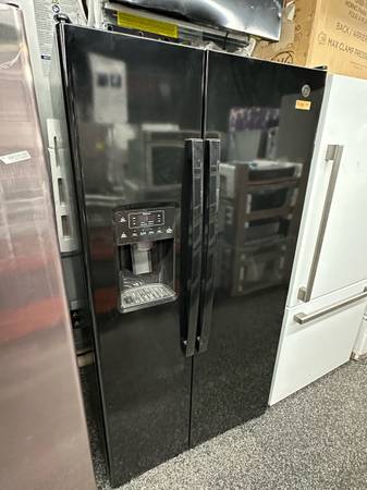 Ge glossy black counter depth side by side fridge - open box model 1