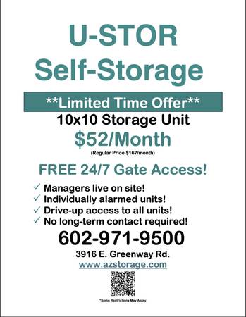 🔴 10x10 Self Storage Unit w/ 24HR Access - $52 Per Month 🔴 1