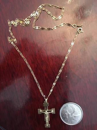 Brand New 18K Yellow Cross Necklace with Amazing Chain and Cross 1