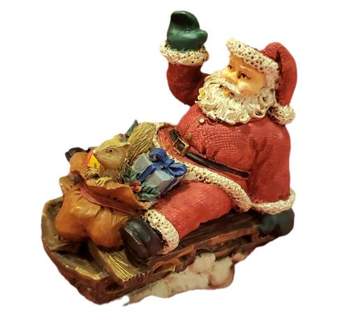 Merry Christmas! Santa, sled and squirrel figurine 1
