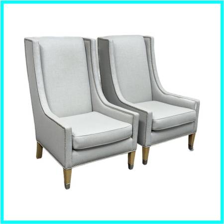 Custom Kravet Contemporary Slope Arm Chairs, Pair 1