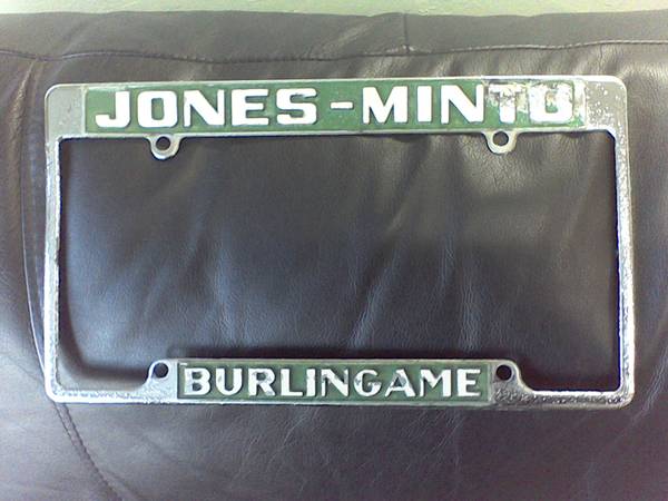 1960s burlingame ford license plate frame 1