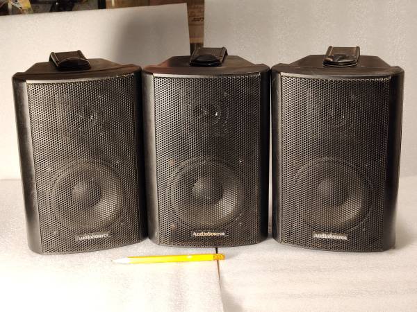 Audio Source LS300 speakers with bracket, tested OK. $80 for 3 or $30 1
