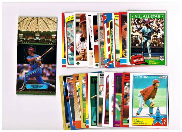 Mike Schmidt Lot of 25 HOF baseball cards Philadelphia Phillies 1