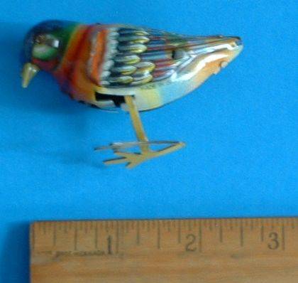 VINTAGE TIN LITHOGRAPH GERMAN MECHANICAL TOY BIRD 1940s 1