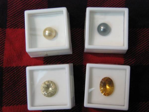 2 BIG BOXED PEARLS AND 2 LARGE PRECIOUS GEMSTONES IN BOXES 1