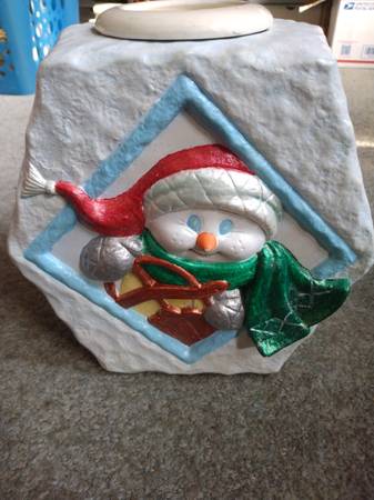 Ceramic Christmas Snowman Votive Candle Holder (hand painted) 1