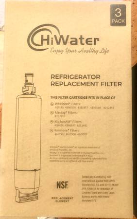 HiWater Refrigerator Replacement Filter 3 Pack, (NEW) 1