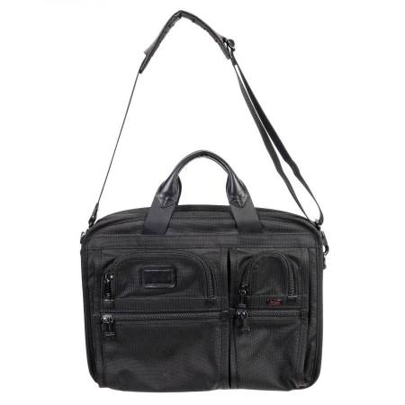 TUMI Black Canvas Briefcase Messenger Bag Work School 1