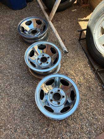 CHROME STEEL RIMS, 15x7, 1998 Silverado 5 LUG 1