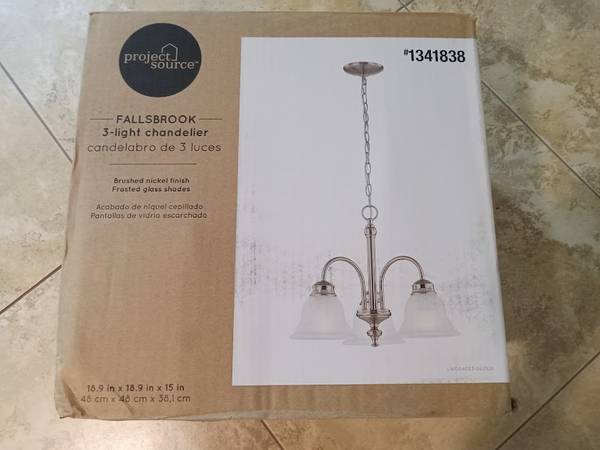 Project Source Fallsbrook 3 -Light Brushed Nickel Etched glass Mixed m 1