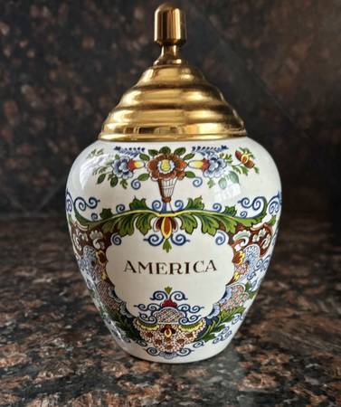 Vintage Delft tobacco jar manufactured in the Netherlands by Royal  Goedewaagen - furniture - by owner