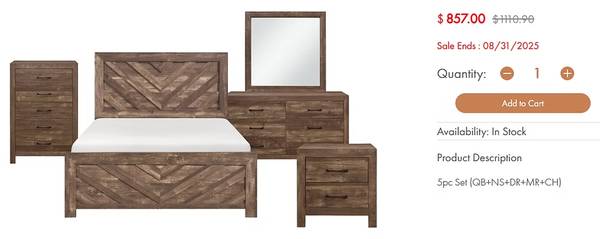 -NEW RUSTIC BROWN QUEEN BED, DRESSER, MIRROR, NIGHTSTAND, TALL CHEST 1