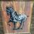 Vintage 1950's Original Batik Artwork Horse Wood/Burlap Frame 26x22" 2 thumbnail