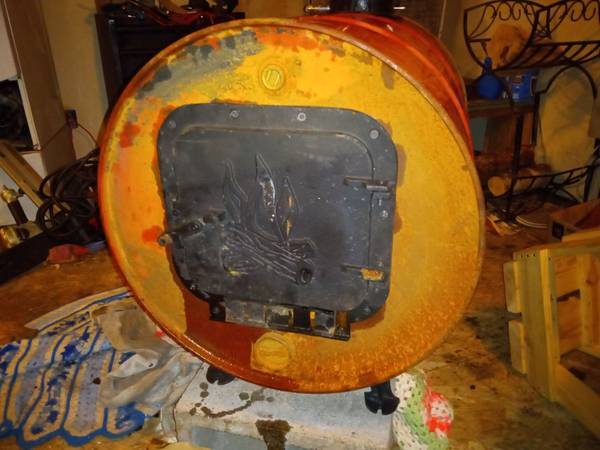 55 Gallon Burn barrel stove 1