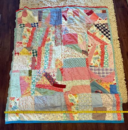 Patchwork Quilt, 72.5 x 61", (I think Vintage Handmade) 1