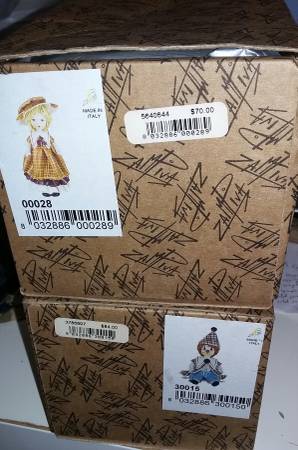 2 Zampiva Ceramic Figures; Clown Boy and Damina Standing Doll Girl 1