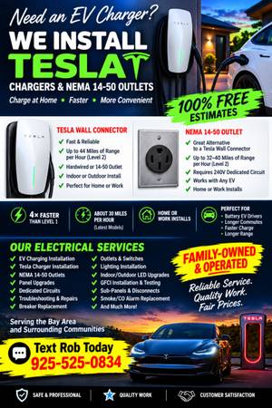 EV CHARGER INSTALLATION 14-50 OUTLETS ELECTRICAL 1