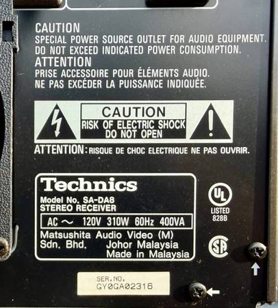 TECHNICS SA-DA8 MOSFET AV RECEIVER - electronics - by owner - sale