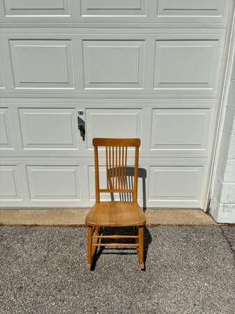 Vintage Solid Wood Spindle Back Child’s Rocking Chair 1