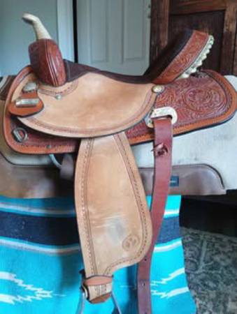 Circle Y 15” Barrel Saddle, Breast Strap, Cinch,  Rear Cinch 1