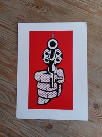 Roy Lichtenstein Red Print "Pistol" Signed - 12.75" x 17.5" 1