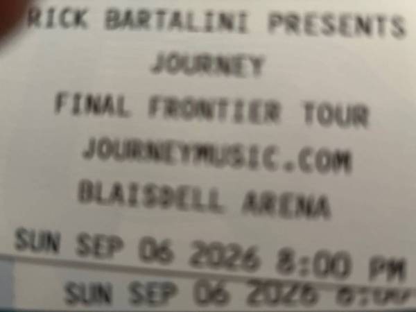 Journey Final Frontier Sun sept 6 1