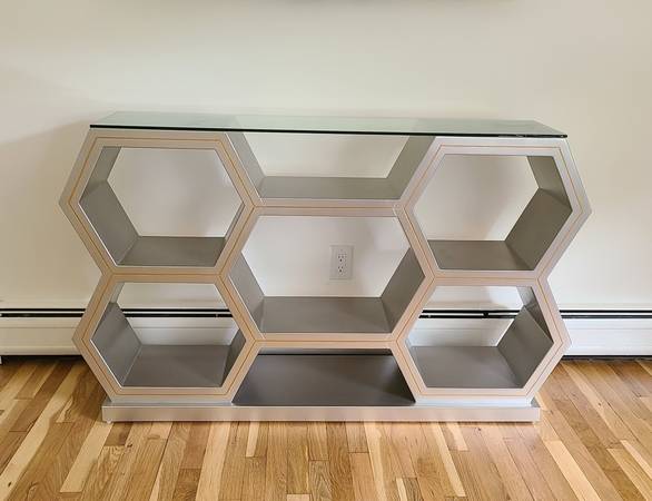 NEW Display Console Table w/ glass top sideboard 1