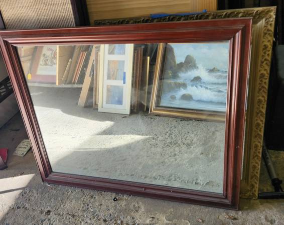 Framed Mirror with Wire Hanger 1