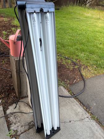 2 shop/garage lights with bulbs 1