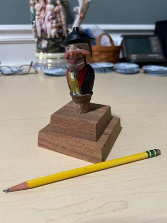 New Year Spec!!Vint German Black Forrest Carved Puppet Bottle Stopper 1