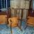 DINING ROOM TABLE Antique with Pillar Legs on Wheels 3 Kitchen Chairs 15 thumbnail