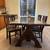 Solid Wood Rustic Trestle Dining Table with Glass Top & 4 wooden chair 2 thumbnail
