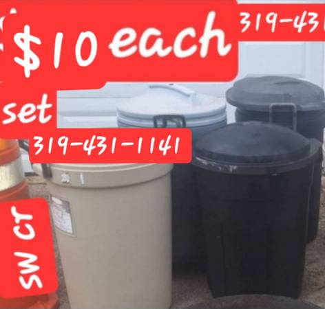 GARBAGE CANS WITH LIDS $10 EA. 1 $15. 1