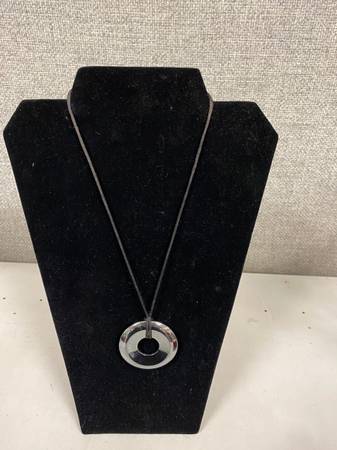 Black Onyx Donut Necklace Pendant Protection Stone Black Gemstone 1