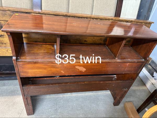 Headboard, box springs and metal frame 1